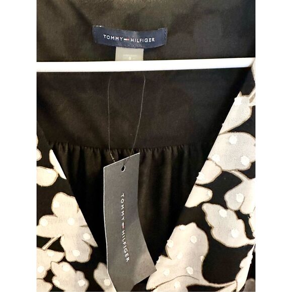 NWT Tommy Hilfiger Women's Balloon Sleeve Tie Front Floral chiffon Print Dress - Picture 11 of 11